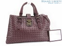 【新品同様】ボッテガ ヴェネタ　BOTTEGA VENETA　イントレチャート　スモール ローマバッグ　2WAY ハンドバッグ　トートバッグ　ショルダーバッグ　ボルドー　カーフレザー　489509　【中古】