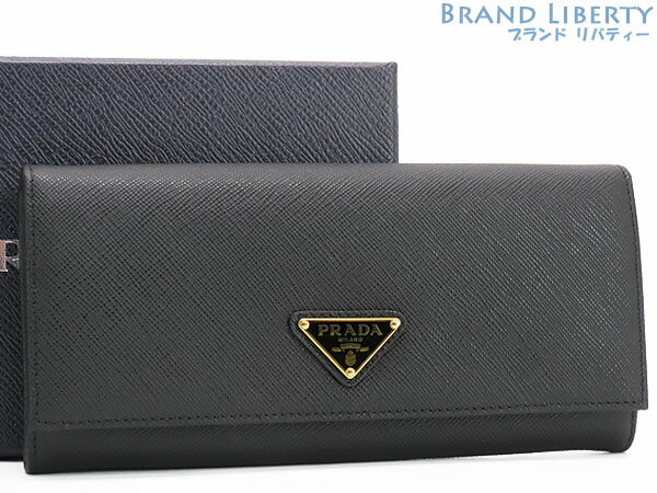 【新古品】プラダ　PRADA　サフィアーノ　トライアングル　二つ折り長財布　NERO ブラック　サフィアーノレザー　1MH132　【中古】