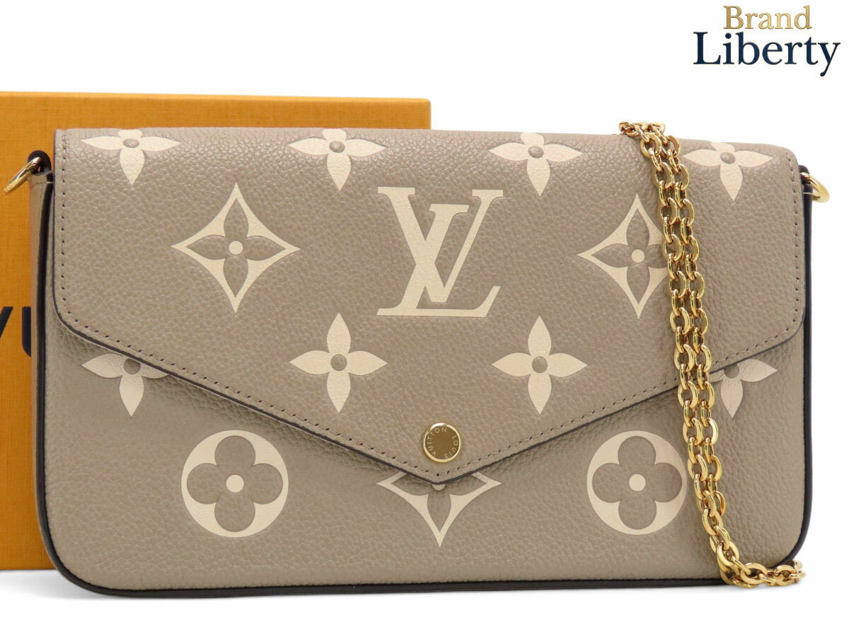 乐天商城 - 【超美品】ルイヴィトン LOUIS VUITTON バイカラーモノグラム アンプラント ポシェット フェリシー 2WAY チェーンショルダーバッグ ポーチ チェーンクラッチバッグ チェーンウォレット トゥルトレールグレー クレーム ベージュ レザー M82610　【中古】