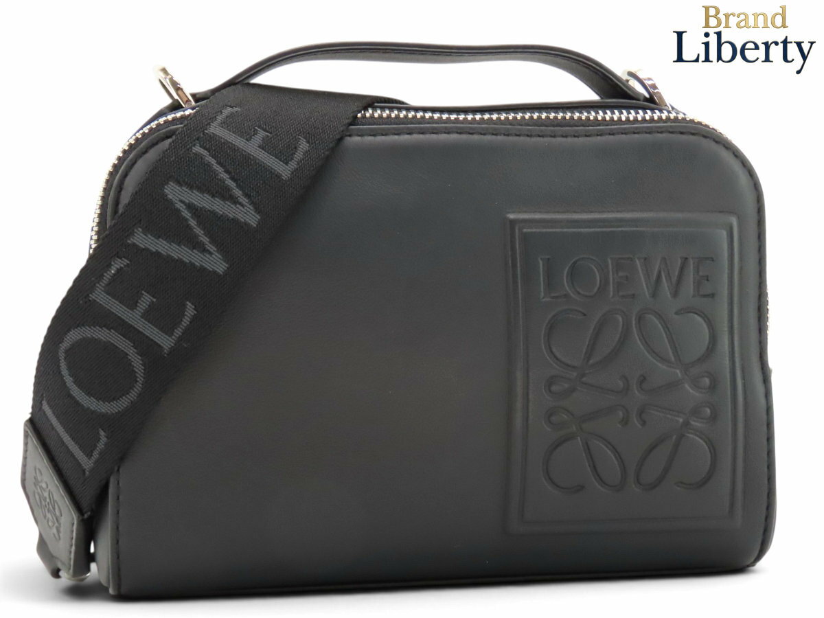 Rakuten - 【新品同様】ロエベ LOEWE アナグラム クロスボディ カメラバッグ ミニ 2WAY ショルダーバッグ ボディバッグ ハンドバッグ クラッチバッグ ポシェット ブラック サテンカーフ C565R41X05　【中古】