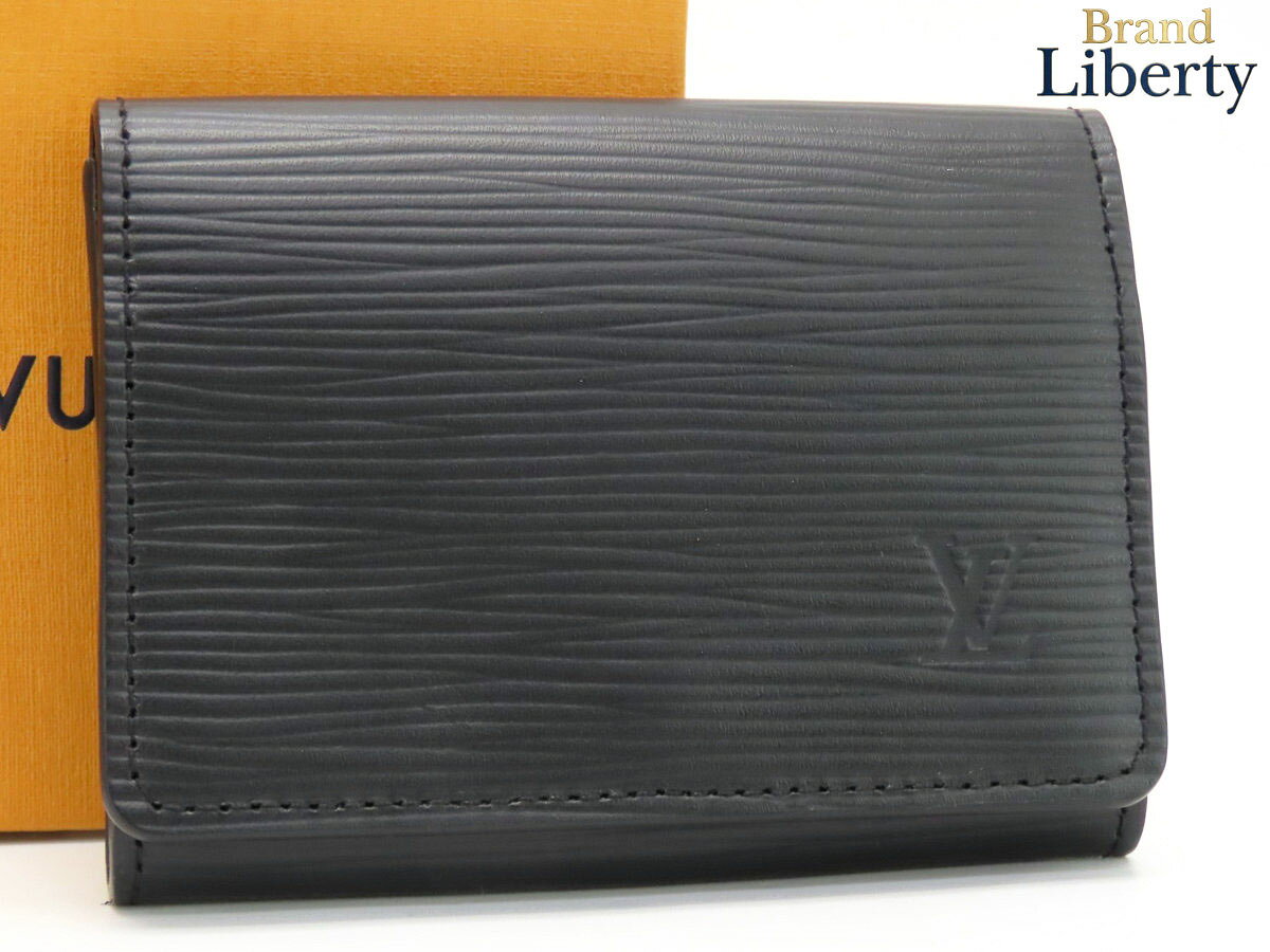 【新品同様】ルイヴィトン LOUIS VUITTON エピ アンヴェロップ カルト ドゥ ヴィジット カードケース 名刺入れ パスケース ノワール ブラック レザー M62292　【中古】