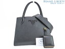 【美品】プラダ　PRADA　モノクローム サフィアーノレザー スモールバッグ　2WAY ハンドバッグ　ショルダーバッグ　トートバッグ　NERO ブラック　サフィアーノキュイールレザー　1BA156　【中古】