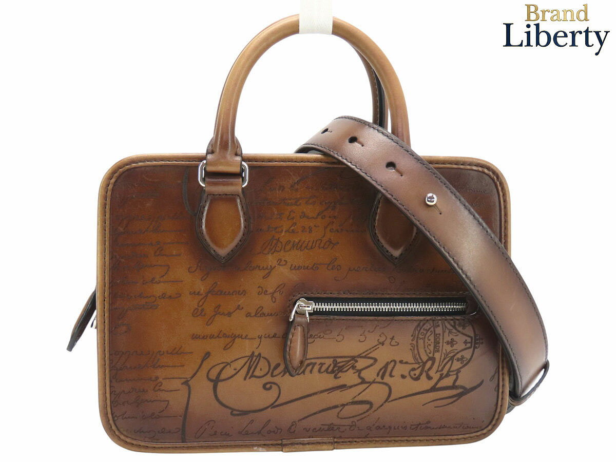 乐天商城 - 【美品】ベルルッティ Berluti カリグラフィ UN JOUR GULLIVER アンジュール ガリバー 2WAY ハンドバッグ ショルダーバッグ ポーチ クラッチバッグ ポシェット ブラウン ヴェネチアレザー 1_JOUR_GULLIVER_NEO-V2　【中古】