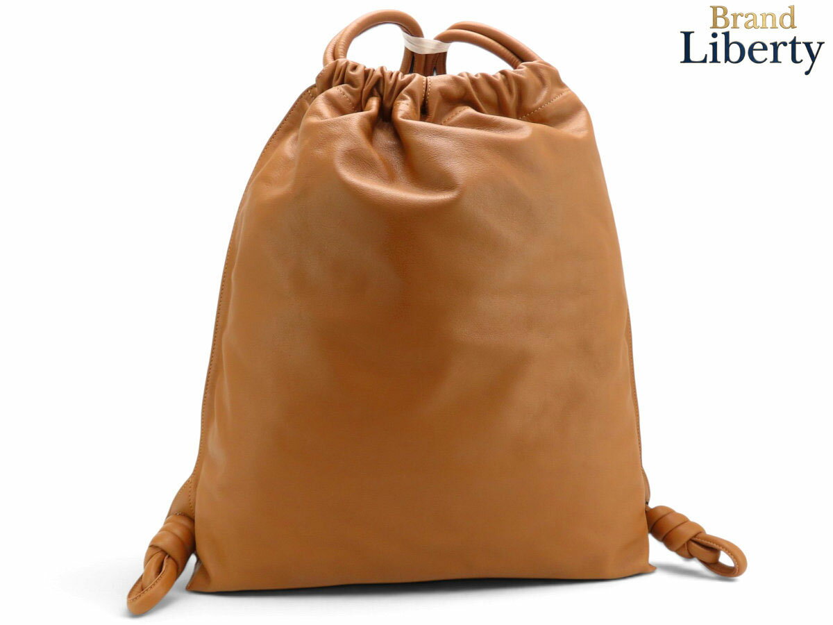 Rakuten - 【未使用】ロエベ LOEWE ヤゴ ノット アナグラム ドローストリング バックパック リュックサック 巾着型 ブラウン レザー 304.10.J94　【中古】