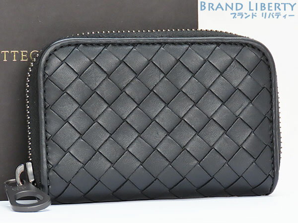 【美品】ボッテガ ヴェネタ　BOTTEGA VENETA　イントレチャート　コインパース　コインケース　小銭入れ　コンパクト財布　ネロ ブラック　ラムレザー　114075　【中古】
