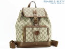 【未使用】グッチ GUCCI GGスプリーム インターロッキングG付き バックパック リュックサック ベージュ ダークブラウン PVC レザー 674147 【中古】