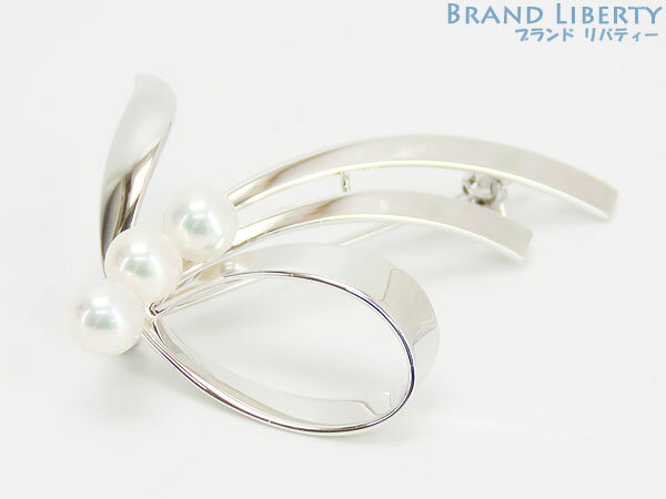【未使用】ミキモト　MIKIMOTO　3連 パール　ブローチ　シルバー　アコヤ真珠　【中古】