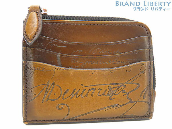 【美品】ベルルッティ Berluti カリグラフィ コア ロジック スクリットレザー ジップ カードホルダー カードケース パスケース コインケース コインパー...