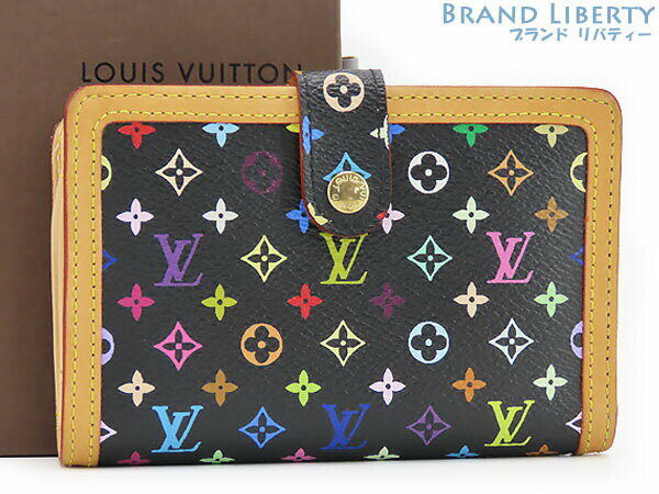 【超美品】ルイヴィトン　LOUIS VUITTON　モノグラムマルチカラー　ポルトモネ ビエ ヴィエノワ　二つ折りがま口財布　コンパクト財布　ノワール ブラック　M92988　【中古】