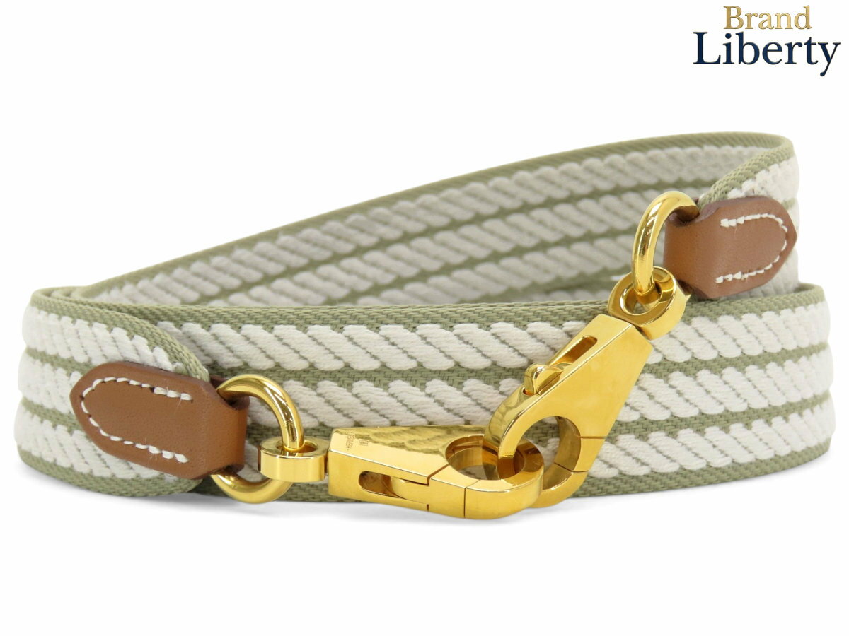 HERMES - 【超美品】エルメス HERMES バンドリエール サングル コルダージュ 25mm ショルダーストラップ 調節不可 ベージュマルファ グリぺール ゴールド ゴールド金具 キャンバス スイフト K刻　【中古】