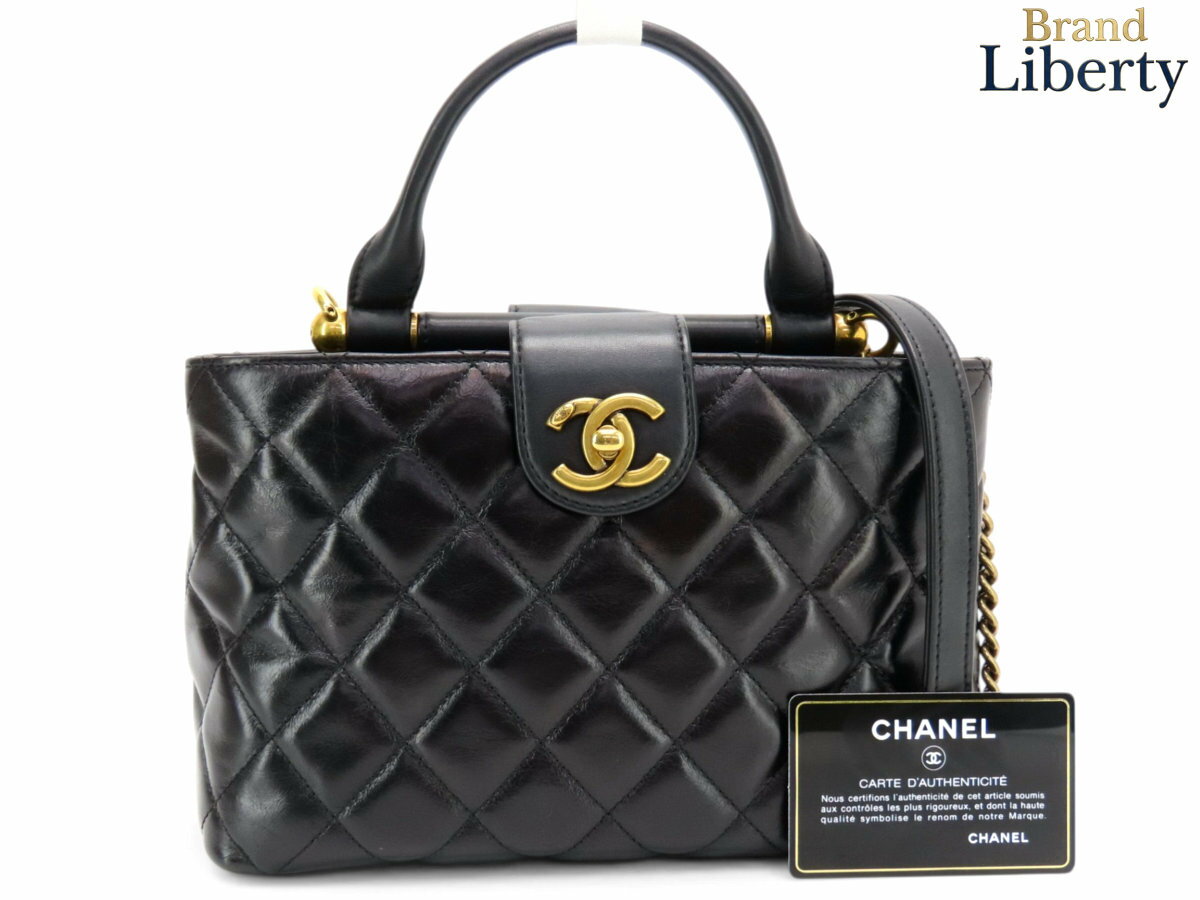 乐天商城 - 【激レア超美品】シャネル CHANEL マトラッセ ココマーク 2WAY ハンドバッグ トートバッグ チェーン ショルダーバッグ ポシェット ブラック アンティークゴールド金具 レザー A93425　【中古】
