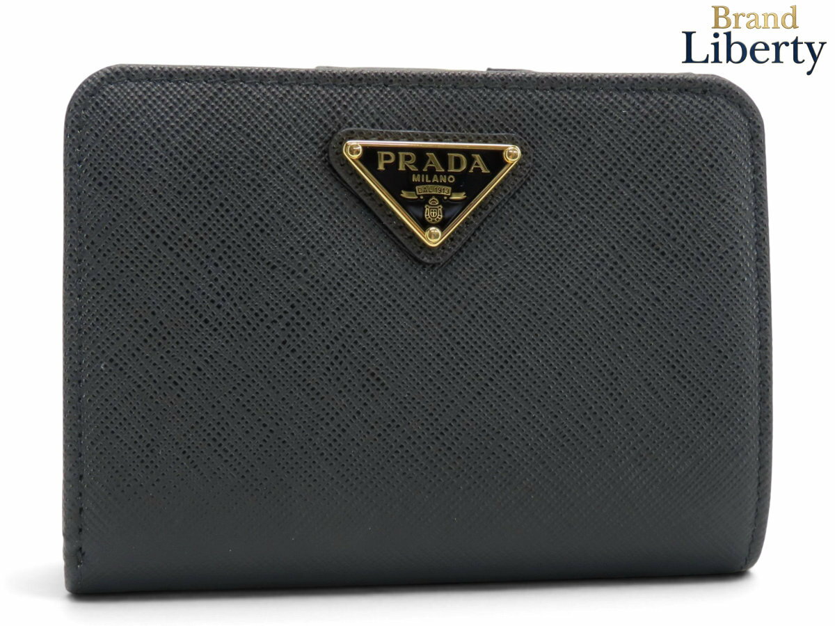 プラダ　折り財布　コンパクト財布　L字ファスナー　グレージュ　サフィアーノレザー PRADA プラダ 二つ折り財布 コンパクト財布 サフィアーノ レザー