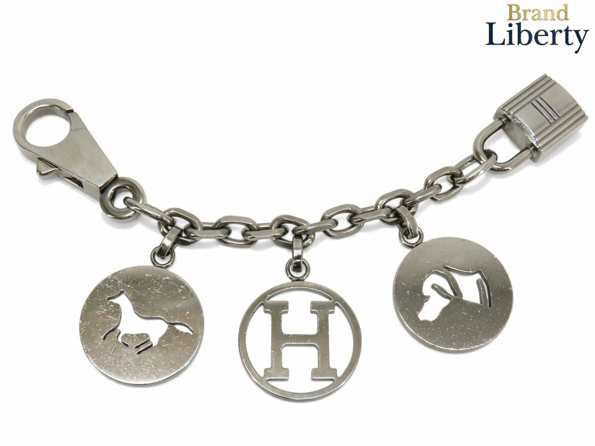 乐天商城 - 【激レア】エルメス HERMES ブルロック アミュレット4 カデナ ホース H ドッグ チェーン チャーム キーリング キーホルダー ルテニウム ガンメタリックシルバー　【中古】