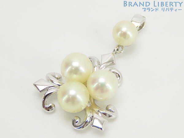 【未使用】ミキモト　MIKIMOTO　パール　フルール ド リス　ユリの花　フラワー　ペンダント トップ　ネックレストップ　シルバー　アコヤ真珠　スターリングシルバー　ロジウム仕上げ　【中古】