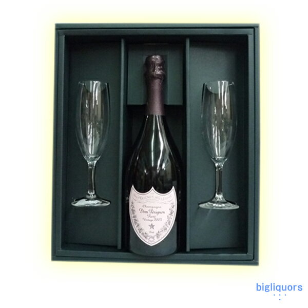 送料無料★ドンペリニヨン （ロゼ）750ml 【2003】【正規品】ギフトBOX付き・シャンパングラス2本セット【楽ギフ_のし】