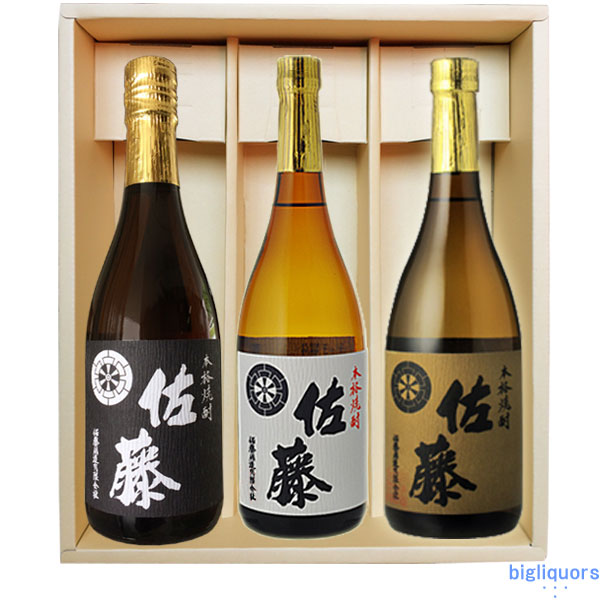 佐藤黒・佐藤白・佐藤麦（720ml×3）〔ギフト箱M付〕【佐藤酒造】小瓶3本セット【□】