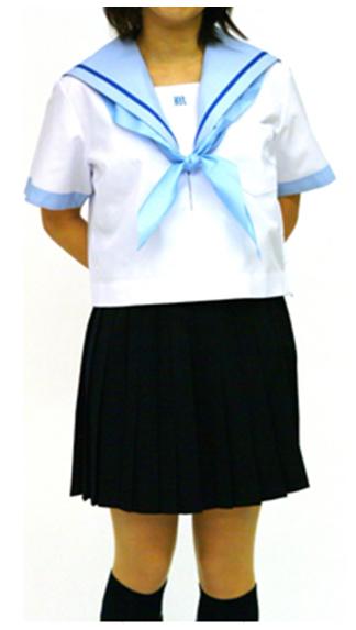 夏セーラー服 上着のみ 145cm〜170cm サックス衿ブルー1本線【半袖】【国内縫製】【日本製】【受注生産】オーダーセーラー承ります