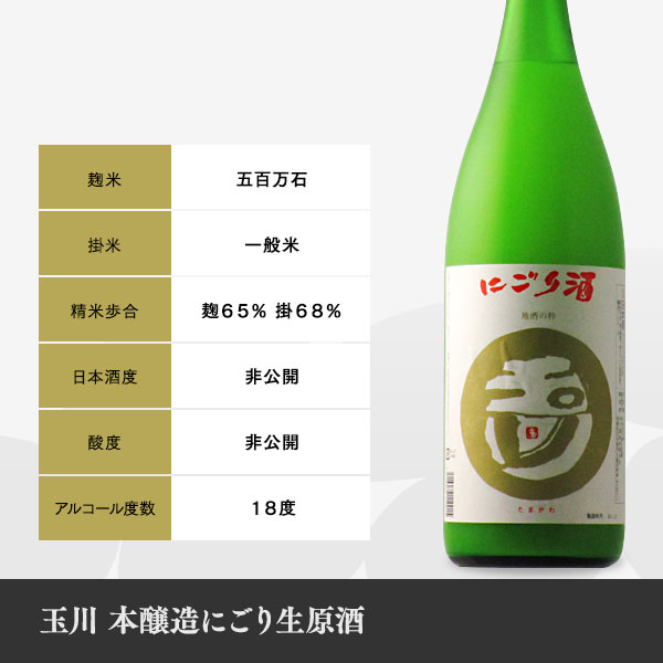 玉川 2021BY にごり酒 1800ml 【日本酒/京都府/木下酒造】【要冷蔵商品】