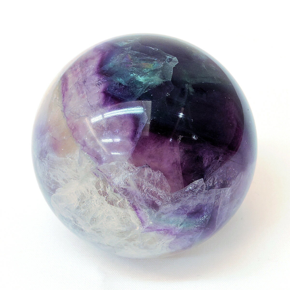  パワーストーン レインボーフローライト（蛍石） 丸玉 46mm玉 162g...