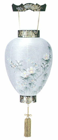 Rakuten - お盆ちょうちん【壺型】別撰黒蒔絵 芙蓉 絹張【御所提灯】