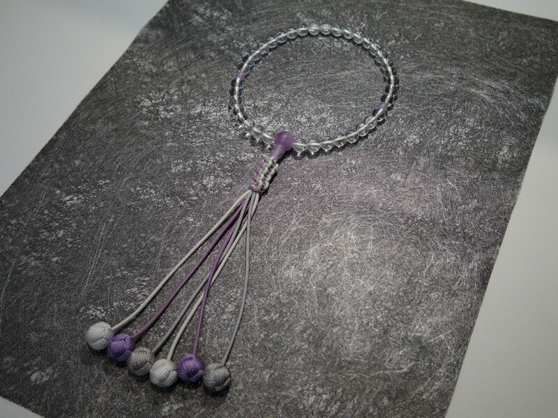 女性用片手念珠本水晶藤雲石仕立彩り...