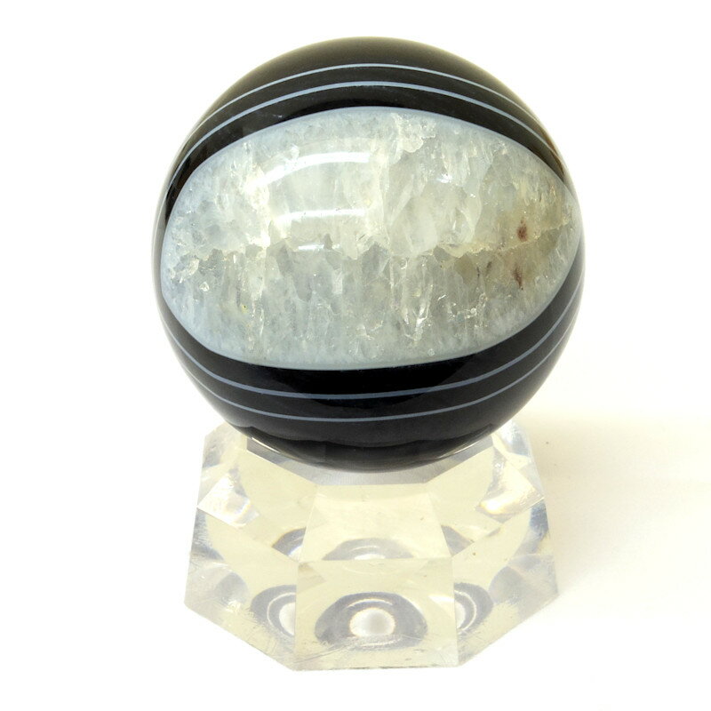 【パワーストーン】カラーメノウ　丸玉　黒　49mm玉　159g　［スフィア］【ブラック】【瑪瑙（メノー）】