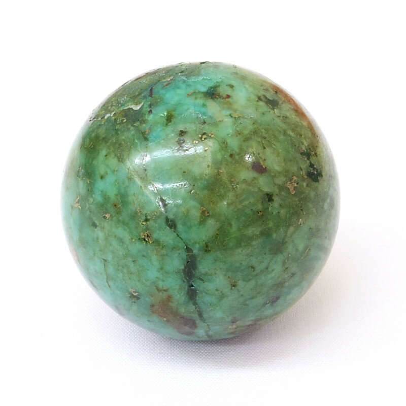 【パワーストーン】クリソコーラ(珪孔雀石)　丸玉　35mm玉　53g　コンゴ産【スフィア】【天然石】