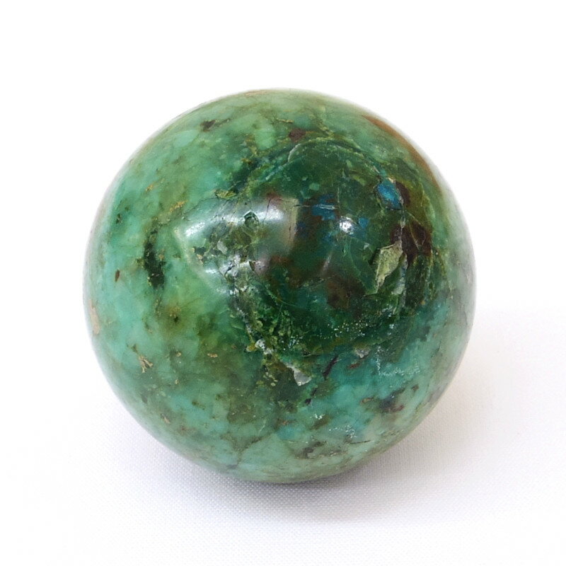 【パワーストーン】クリソコーラ(珪孔雀石)　丸玉　35mm玉　53g　コンゴ産【スフィア】【天然石】
