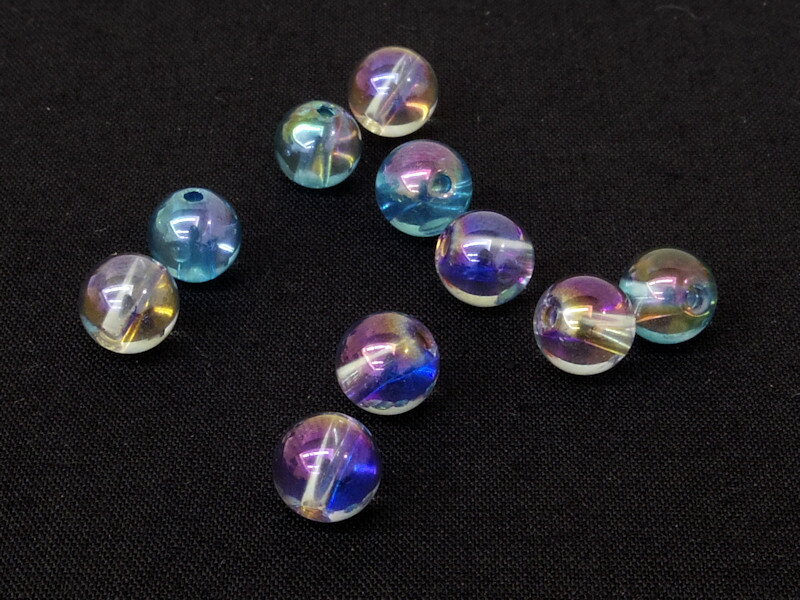 乐天商城 - 【天然石ビーズ】 アクアオーラ　6mm玉　穴あき　10個入り【水晶】【パワーストーン】