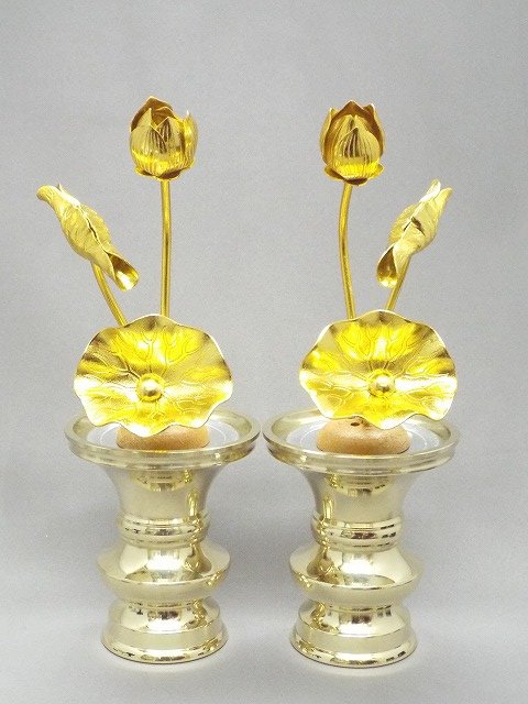 常花セット　花立磨き2.5寸付き　常花3本立　(1対）