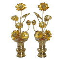 常花セット品 真鍮製 本金メッキ 5寸7本立と花立3寸付き(磨き)(1対)【smtb-KD】