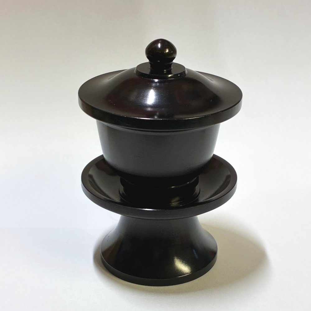 茶湯器　黒光色　真鍮製　ステンレス落とし付き　中