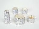 モダン仏具 「ゆい花」藤 丸香炉 陶磁器5点セット【ミニ仏具】【ペット仏具】