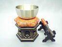 【仏具】 本願寺派用広丸リン六角台付セット 広丸りん2.5寸りん布団(赤金欄)リン台(タメ色)黒檀金欄4寸りん棒台同色 りん おりん りんセット rin 国産 ...