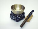 【仏具】 夢殿広丸リンセット(ネイビー色)2.3寸りん棒台付き りん おりん りんセット rin 国産 日本製