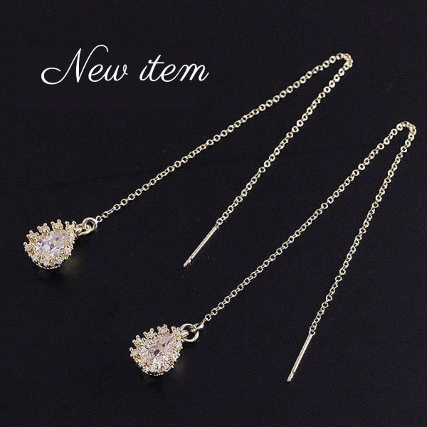 Rakuten - 14金ピアス ゴールドフィルド／ティアドロップアメリカンピアス 14KGF 14金表面加工 ピアス 耳元 揺れる キラキラ ティァドロップ K14GOLDFILLEDタグ付き キュービックジルコニア