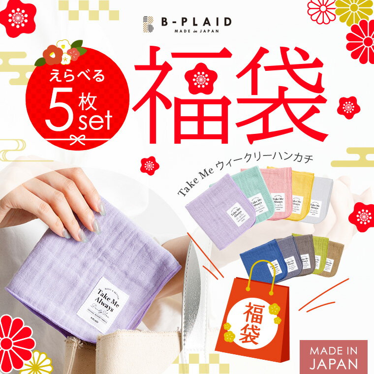【福袋】ガーゼハンカチ Take me 選べる5枚セット ミニハンカチ 3重ガーゼ 24cm×24cm ハンカチセット 綿100% 日本製 福袋 メンズ レディース カラフル ギフト プレゼント お祝い ブランド タオルハンカチ ハンカチタオル まとめ買い