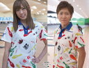 B+・ビープラ　BP006ピンパターン ポロシャツ カラー： ホワイト＋ピン柄 サイズ：XS、S、M、L、XL、2XL、3XL （男女兼用日本サイズ　寸法は画像ご確認下さい。） 生地種類：ユニチカ （国産生地スパッシー125g/m2） 機能性：昇華プリント加工、吸汗速乾、伸縮素材、イージーケア・洗濯後シワになりにくい。 ブランズウィックのスコアキングピンとマックスカラーピンをちりばめた派手なデザインに仕立てています。