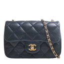 【中古】CHANEL シャネル ラムスキン ミニマトラッセ ココマーク ハートチェーン ショルダーバッグ ブラック レディース by