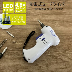 大人気！電動ドライバー ミニドライバー 電動ミニドライバー コンパクト 軽量 充電式 LEDライト ドライバービット 六角 ドリルドライバー ドライバードリル ドライバー 電気ドリル 電動ドリル 組立工具 工具 diy 女性 初心者 簡単 好評 組立 高儀 EARTH MAN C-21B 1400196