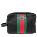 【限定価格】 グッチ クラッチバッグ メンズ シェリーライン セカンドバッグ ポーチ 鞄 かばん GUCCI 630916 ナイロン レザー ブラック 黒 シルバー金具 人気 美品【中古品】