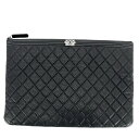 シャネル クラッチバッグ レディース ボーイシャネル セカンドバッグ マトラッセ A4対応 かばん 鞄 CHANEL A84407 ソフトキャビアスキン ブラック 黒 シルバー金具 人気 美品【中古品】