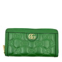 【今だけ特価】 グッチ 長財布 レディース GGマトラッセ ジップアラウンドウォレット ラウンドファスナー GUCCI 723784 レザー グリーン 緑 ゴールド金具【中古品】