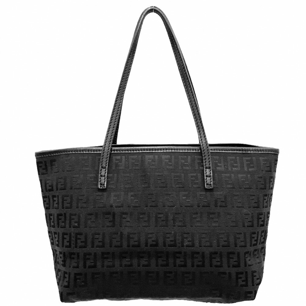 【在庫一掃】 フェンディ ハンドバッグ レディース ズッキーノ ミニトートバッグ 総柄 鞄 かばん FENDI 8BH075 キャンバス レザー ブラック 黒 ガンメタル金具【中古品】