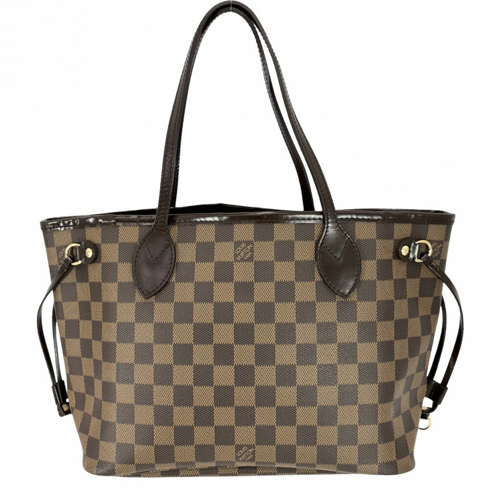 ルイヴィトン トートバッグ レディース ダミエ ネヴァーフルPM ハンドバッグ 肩掛け 通勤 鞄 かばん LOUIS VUITTON N51109 ブラウン 茶 レッド 赤 ゴールド金具