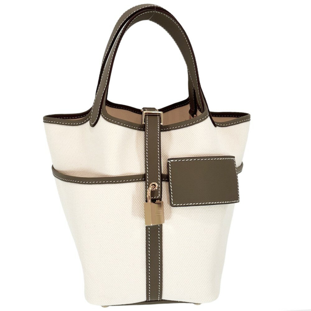 エルメス ハンドバッグ レディース ピコタンロックポケットカーゴPM 鞄 かばん HERMES B刻印 スイフト トワルゴエラン エトゥープ ナタ ゴールド金具 美品2023年【中古品】のサムネイル