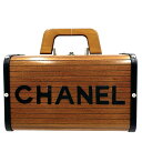 シャネル ハンドバッグ レディース ココマーク ウッドバニティ ヴィンテージ 鞄 かばん CHANEL ウッド レザー ブラウン 茶 ブラック 黒 シルバー金具...