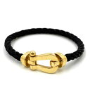 フレッド ブレスレット メンズ フォース10ラージ アクセサリー 15サイズ 750 18金YG FRED レザー K18YG ブラック 黒 ゴールド金具 約1...