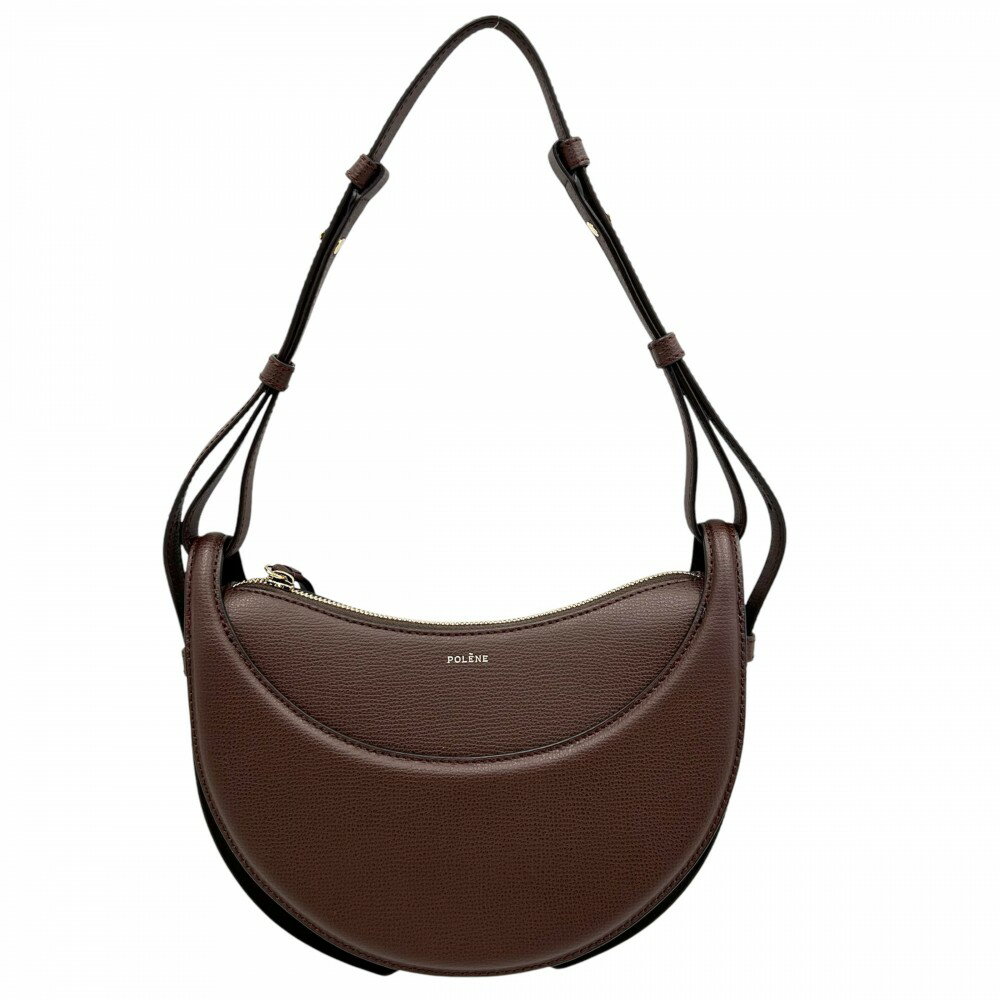 2WAY レディース POLENE　ポレーヌ ハンドバッグ ショルダーバッグ 肩掛け 斜め掛け かばん 鞄 レザー ブラウン 茶 ゴールド金具 美品【中古品】のサムネイル