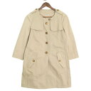 ミュウミュウ トレンチコート レディース クルーネック アウター アパレル 服 MIUMIU 40 ベージュ コットン エラスタン 春 秋【中古品】